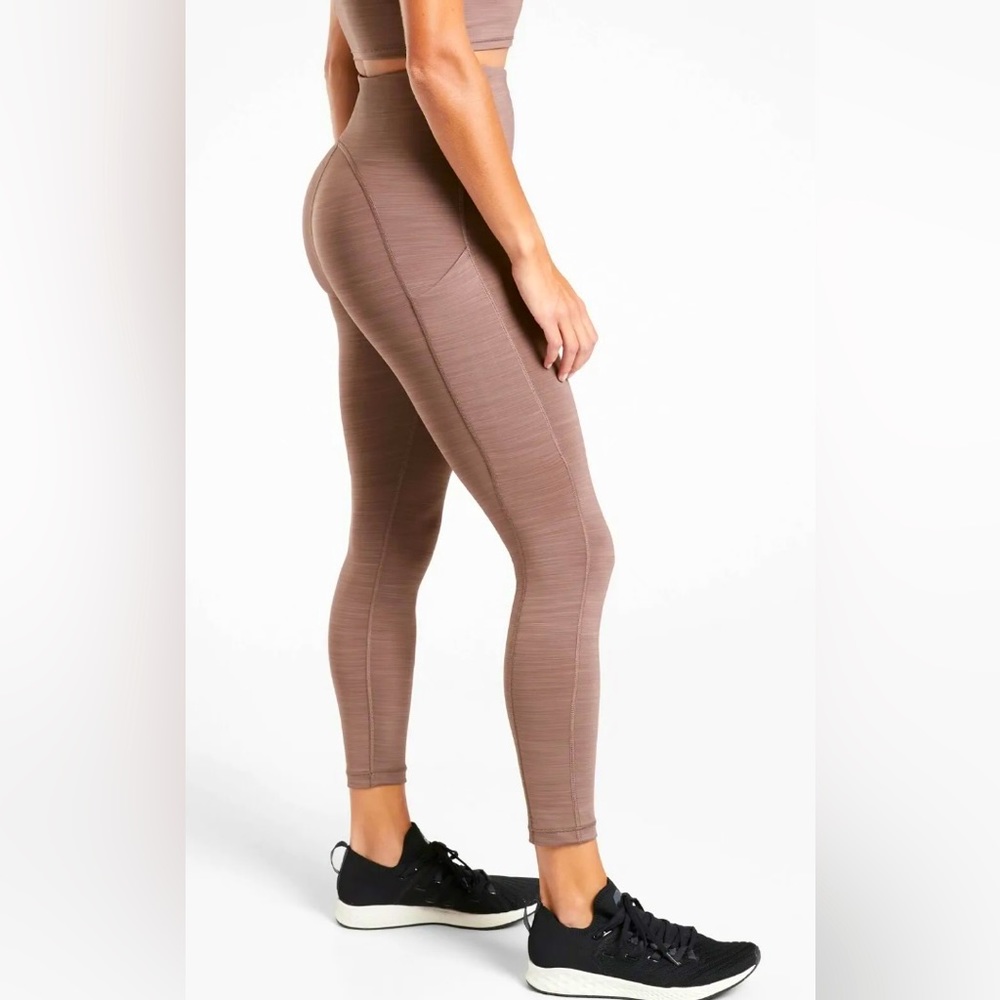 Athleta Dark Sugar Plum Mauve Ultimate Stash Pocket Space Dye 7/8 Tights- Sz L